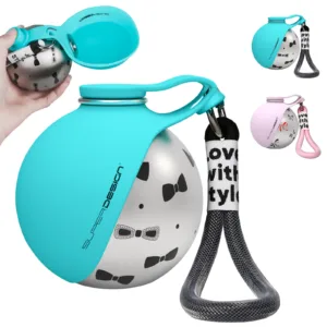 Hupu Portable Dog Water bottle Cute Ball-Shaped Stainless Steel Travel Bottle